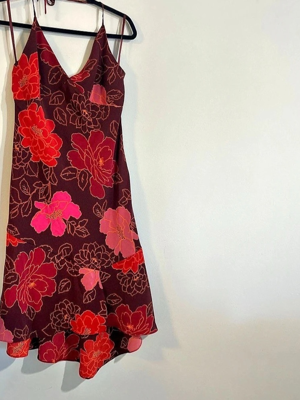 Express Floral Mini Dress in Red & Brown Size 9/10 Like New